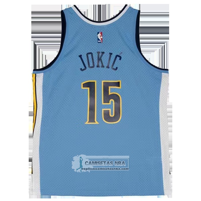 Camiseta Denver Nuggets Nikola Jokic NO 15 Mitchell & Ness 2016-17 Azul